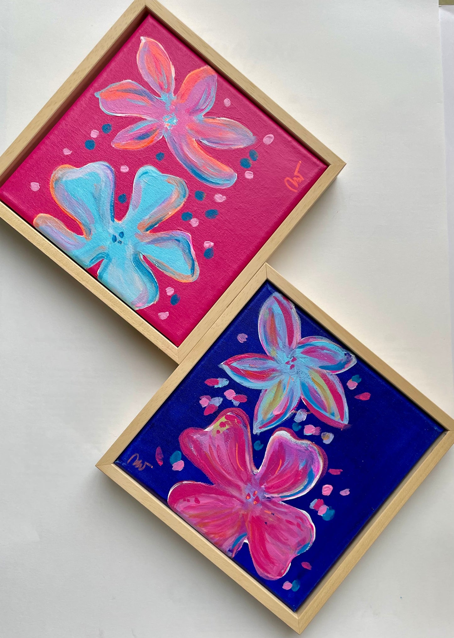 Flowers Gift Set of 2 mini canvasses