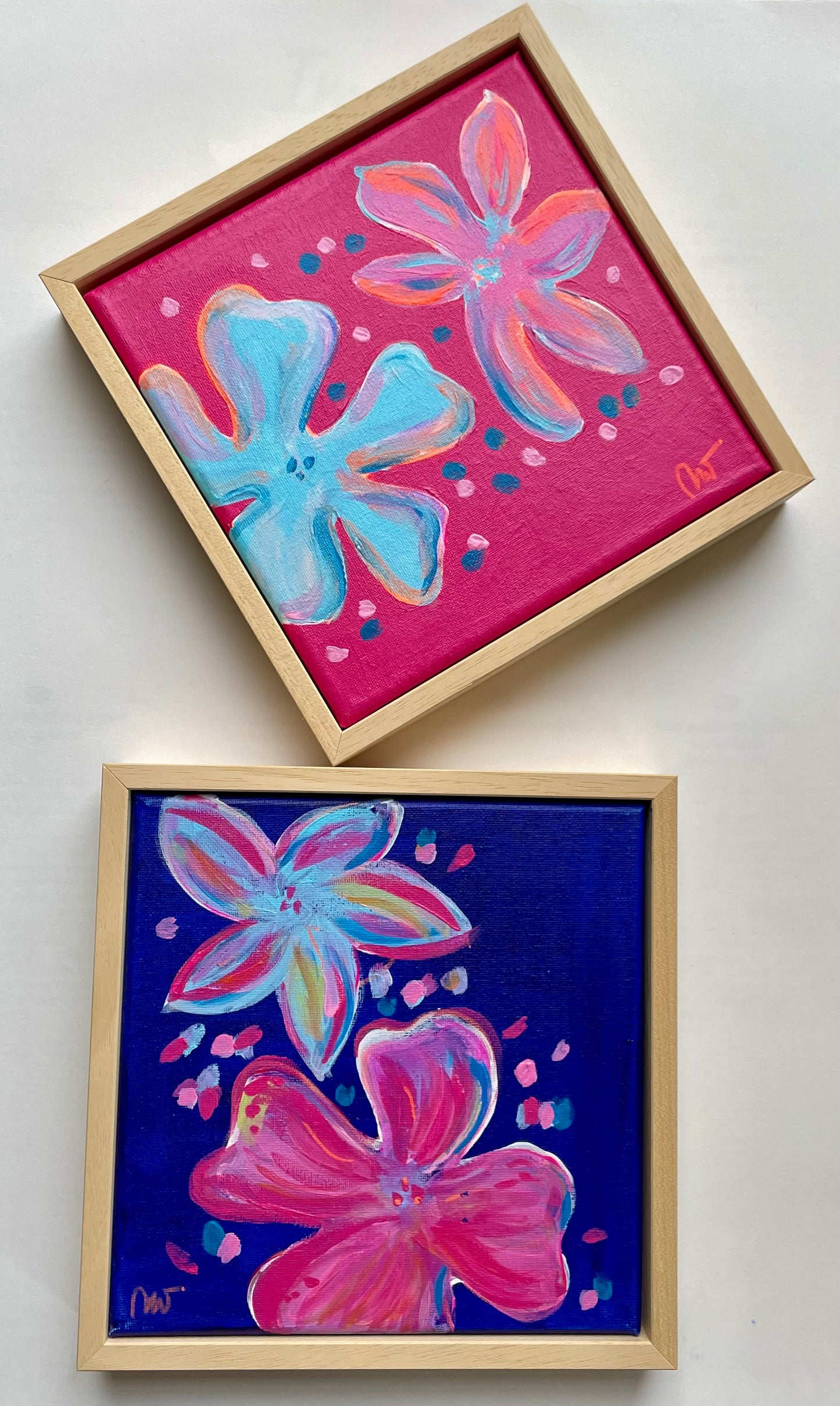 Flowers Gift Set of 2 mini canvasses