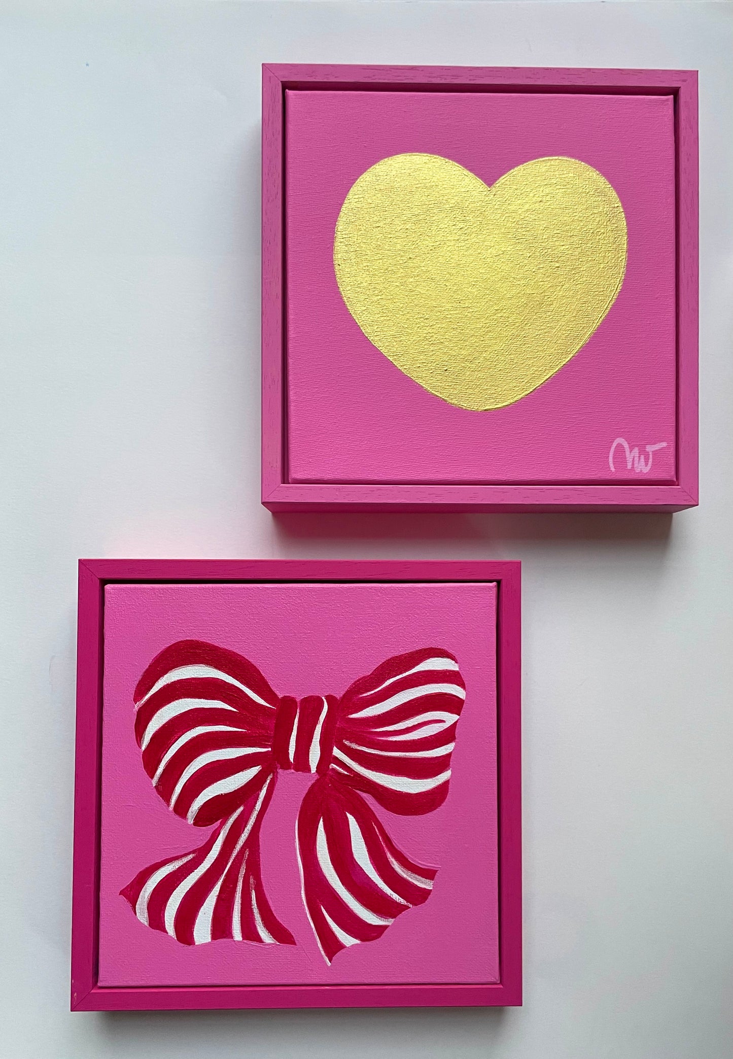 Pink Gift Set of 2 framed mini canvasses