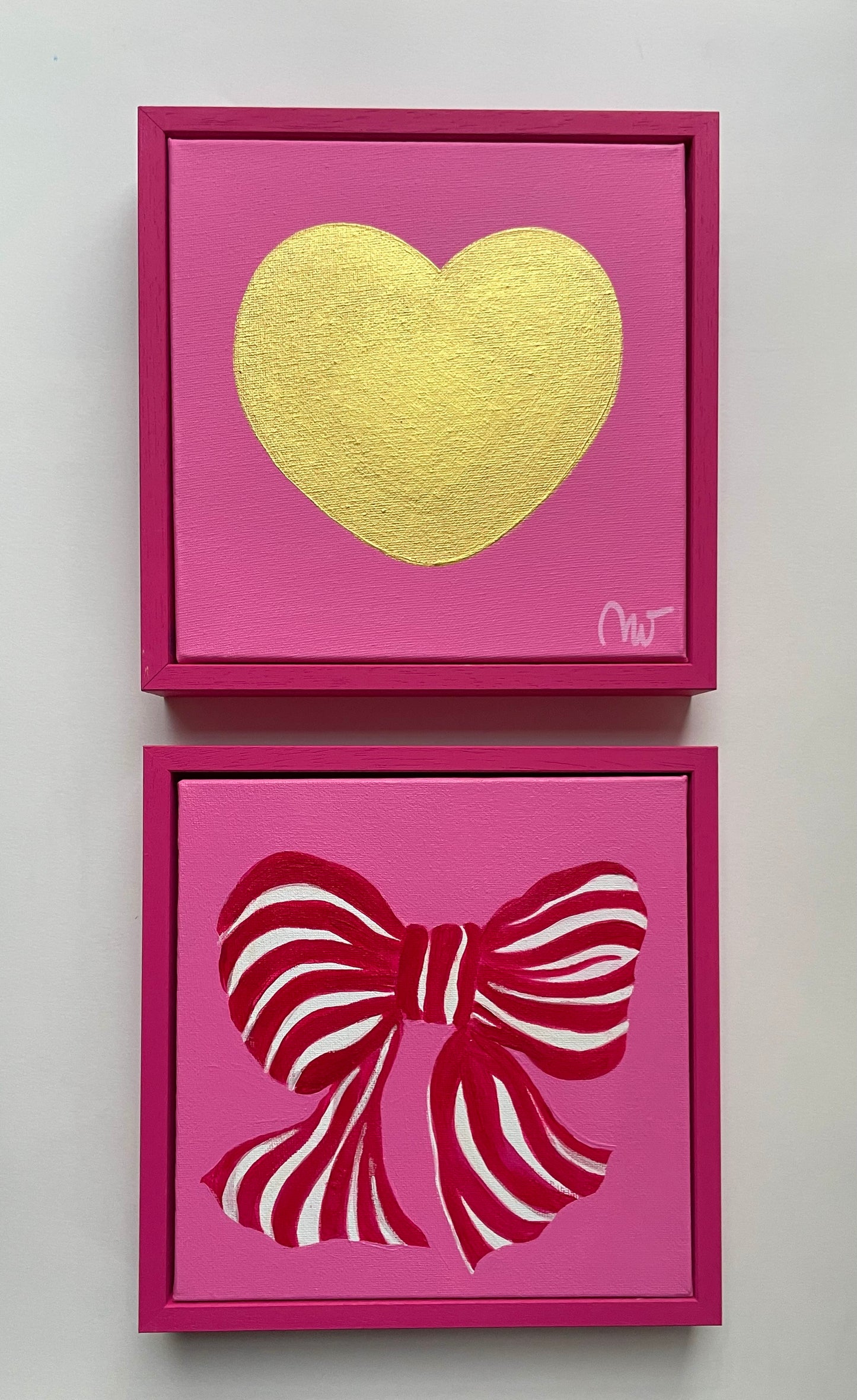 Pink Gift Set of 2 framed mini canvasses