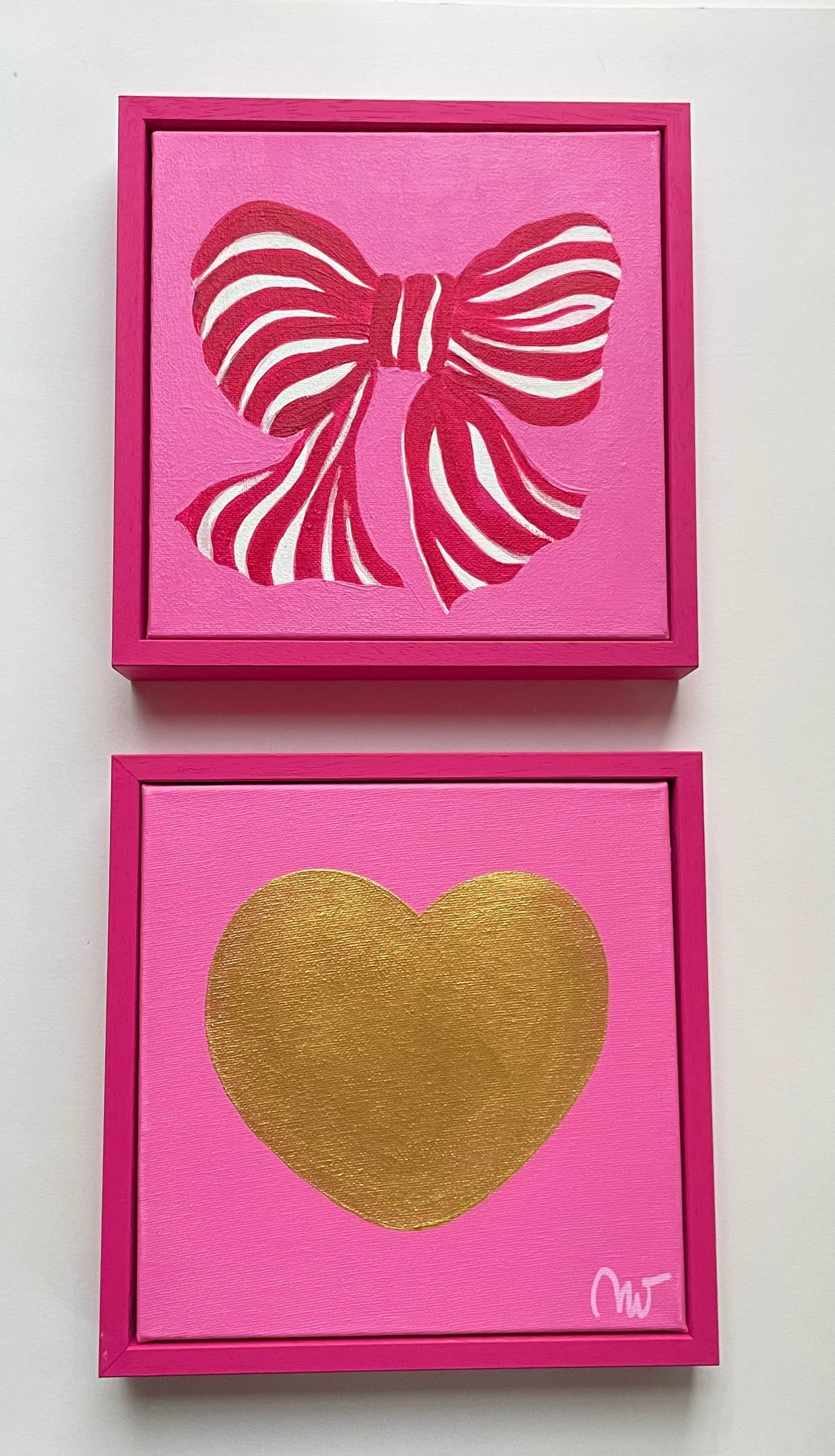 Pink Gift Set of 2 framed mini canvasses